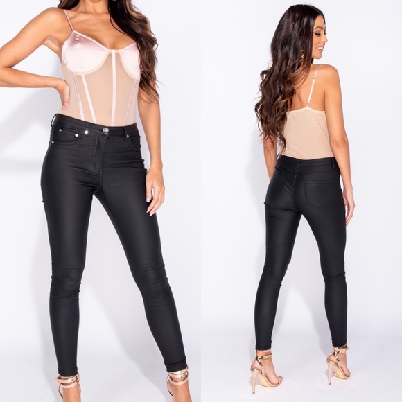 Estelle Black Coated Mid Rise Skinny Jeans - Picture 2 of 8